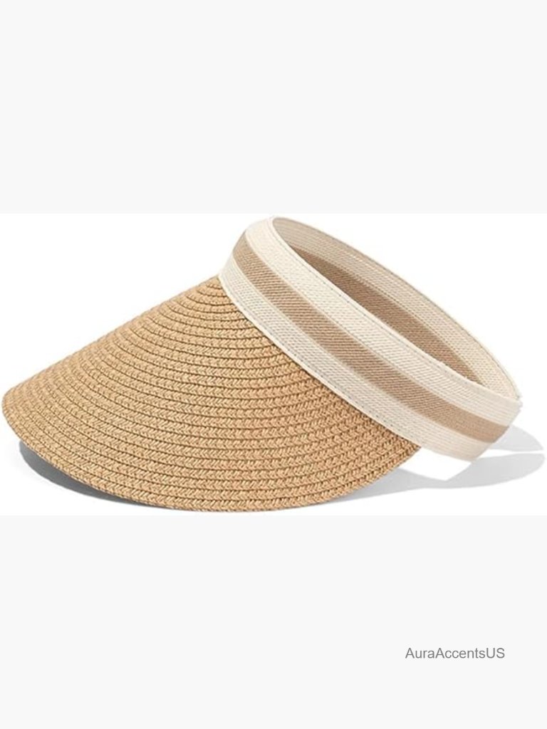 Wide Brim Straw Sun Visor For Women - Beach Camping Hiking